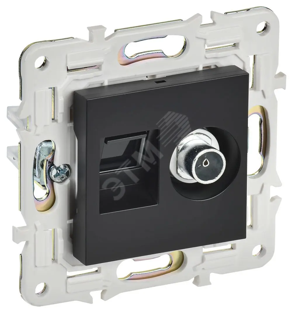 SKANDY Розетка двойная TV+RJ45 кат.5E SK-A14Bl черный IEK SK-AK20-1-K02