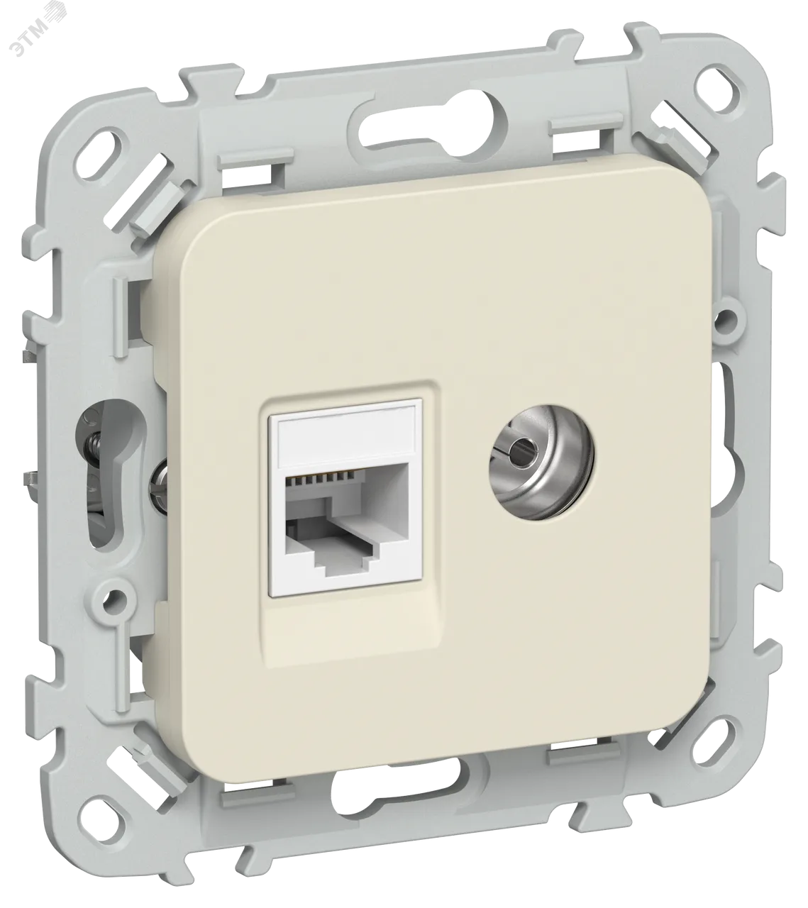 FLITE Розетка 2-местная RJ45/TV категория 5Е UTP РКТВ5е-2-0-ФлСл сливочный IEK FI-AK22-1-K86