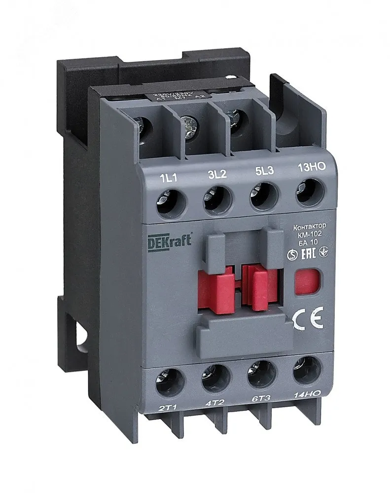 Dekraft Контактор 6А 230В АС3 АС4 1НЗ КМ-102