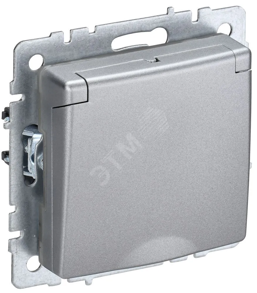 Розетка BRITE РСбш10-3-БрА 16А IP20 с заземл. защ. шторки с крышкой алюм. BR-R16-16-K47