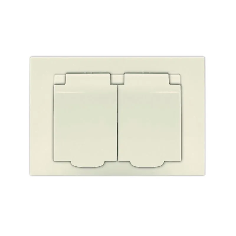 Розетка 2-м СП Афина 16А IP20 с заземл. c крышкой в сборе сл. кость (ivory) A0031-I