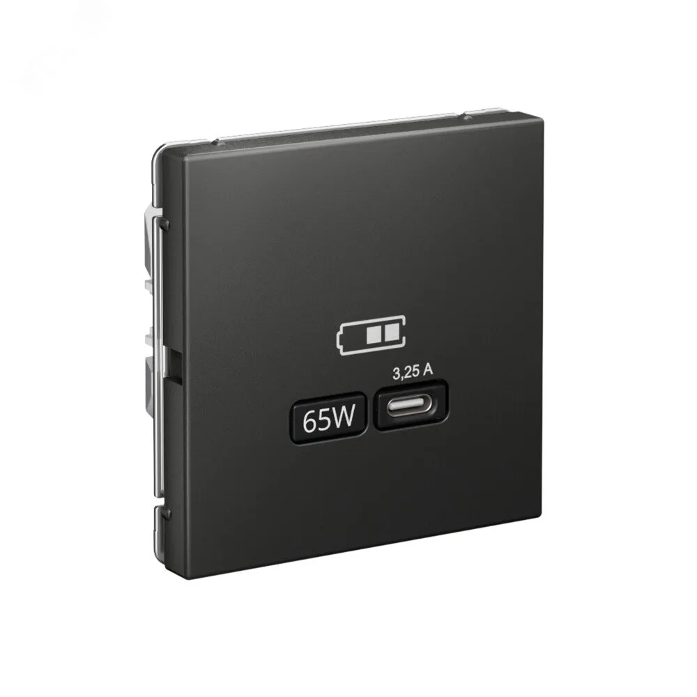 ARTGALLERY USB розетка тип-С 65Вт высокоскор.заряд. QC, PD, механизм, базальт GAL001427