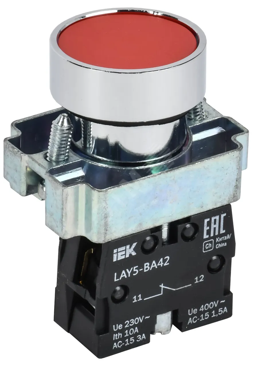 Кнопка LAY5-BA42 без подсветки красн. 1р BBT61-BA-K04