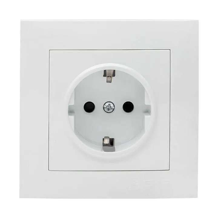 Розетка 1-м СП Валенсия 16А IP20 с заземл. защ. шторки бел. PROxima EWR16-028-10