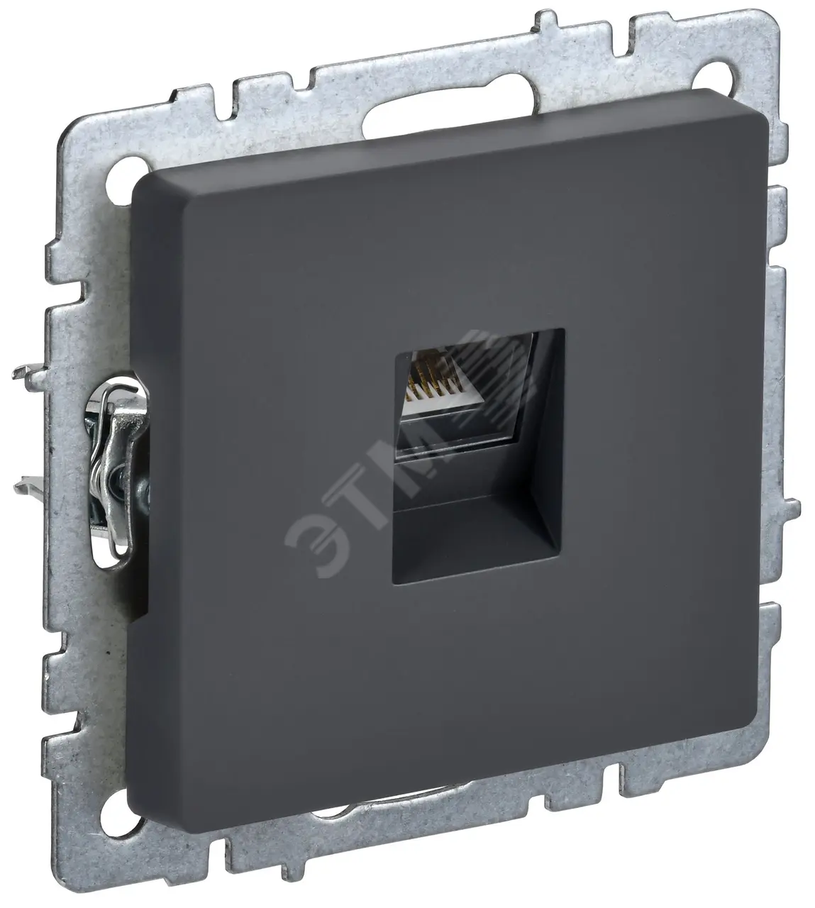 IEK BRITE BASE Графит Розетка комп RJ45 кат.5E РК10-БрГ