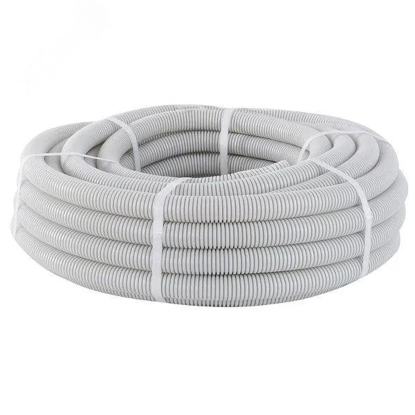 Труба гофр. ПВХ с протяжкой d25 мм (10 м) серая Plast tg-z-25-10m