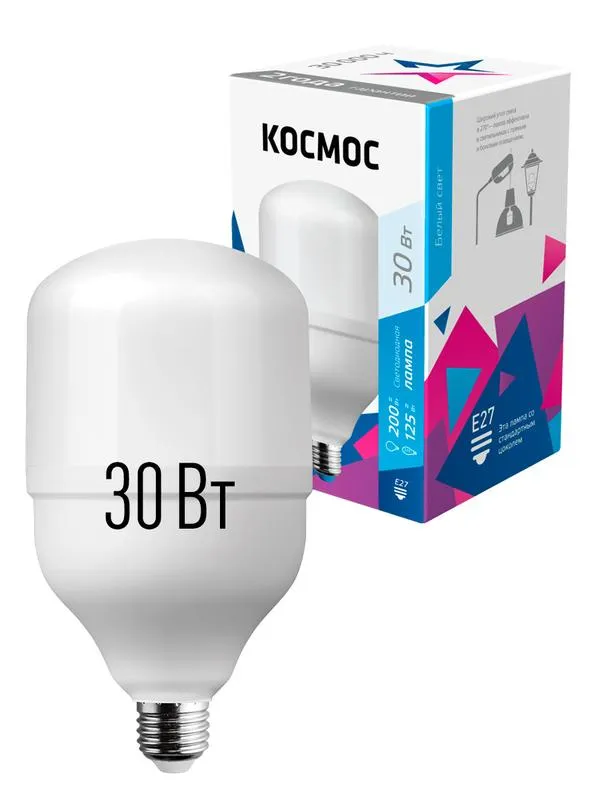 Лампа светодиодная HВтLED 30Вт 220В E27 4500К LksmHWLED30WE2745
