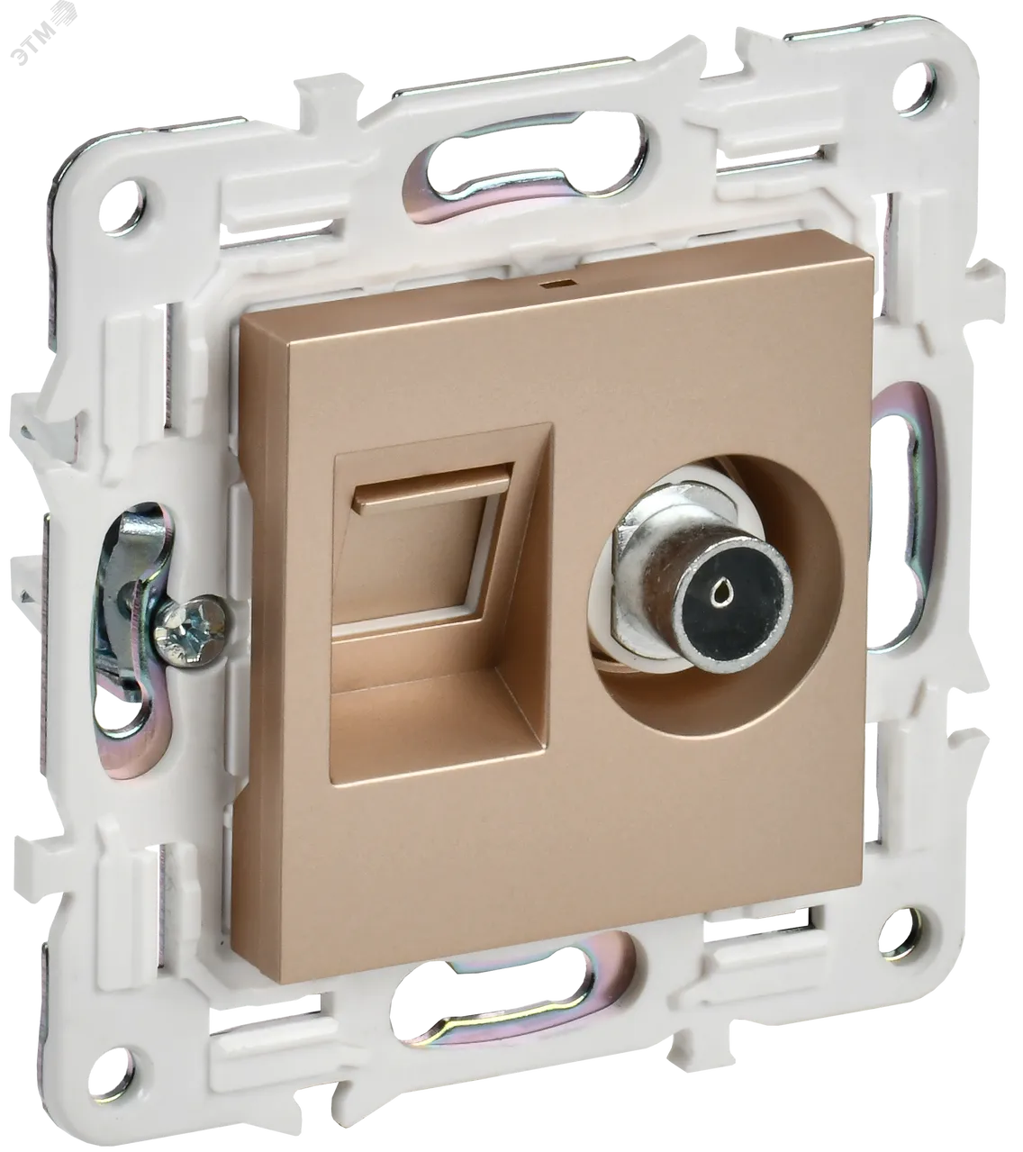 SKANDY Розетка двойная TV+RJ45 кат.5E SK-A14Sa песочный IEK SK-AK20-1-K98