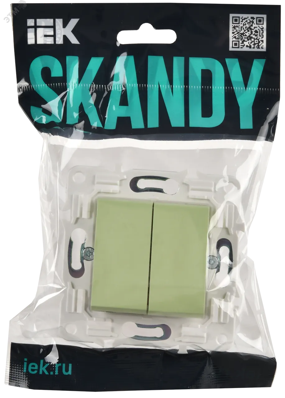 SKANDY Выключатель 2-клавишный 10А SK-V04G мятный IEK SK-V20-0-10-K06