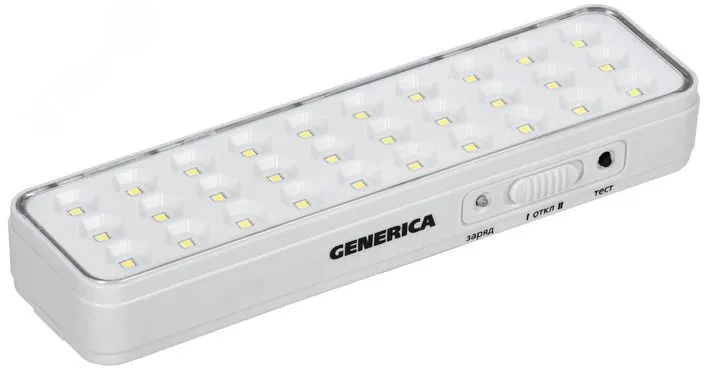 Светильник светодиодный аккумуляторный ДБА 1030 непостоянного действия 30LED 5ч 3Вт GENERICA LDBA0-1030-5-01-K01-G