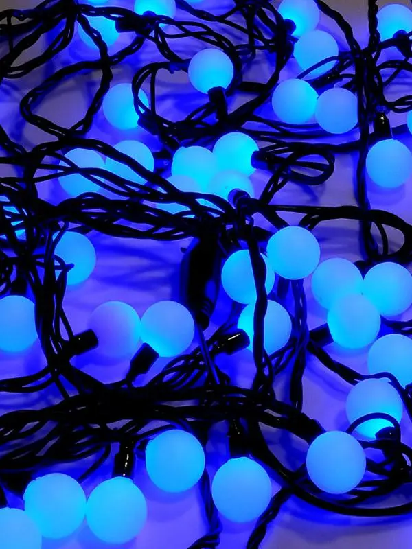 Гирлянда светодиодная "Шарики" 100LED син. 2.4см наружняя соединяемая до 3мод. 4690601004321