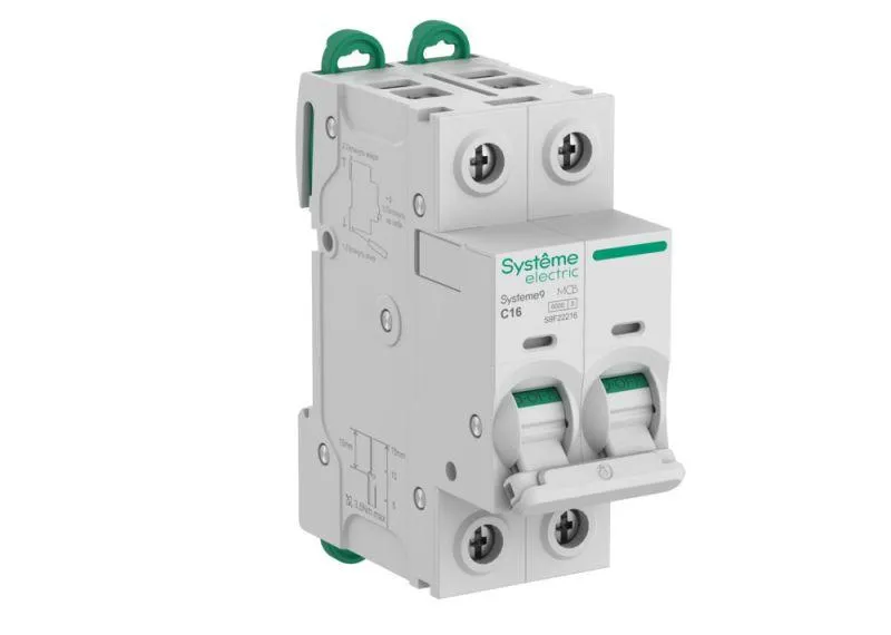 Автоматический выключатель (АВ) C 16A 2P 6kA 400В Systeme9 S9F22216