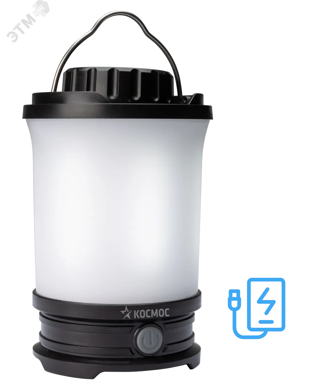 Фонарь аккумуляторный кемпинговый LED 10Вт съемн. аккум. Li-ion18650 2х2.2А.ч Power-bank USB-шнур KOS604Lit
