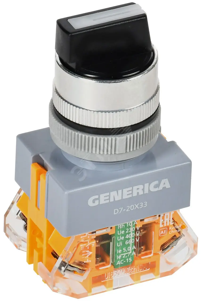 Переключатель D7-20X33 3 полож. 1з+1р возв. черный GENERICA BSW50-20X33-3-22-3-K02-G