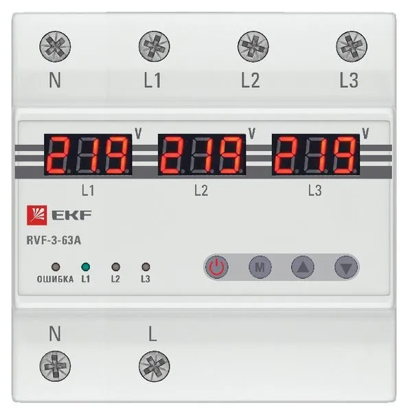 Реле выбора фаз с дисплеем RVF-3-63А PROxima RVF-3-63a