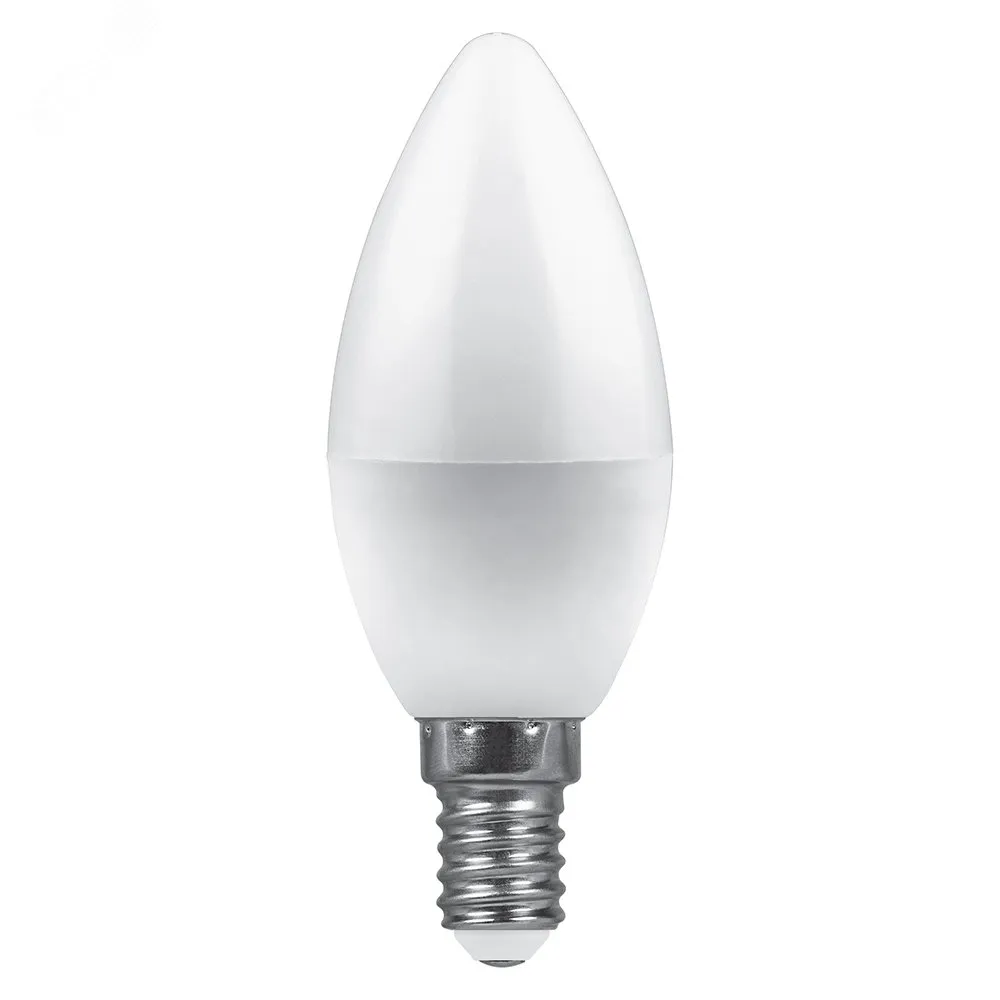 Лампа светодиодная LED 7вт E14 теплый матовая свеча 25475