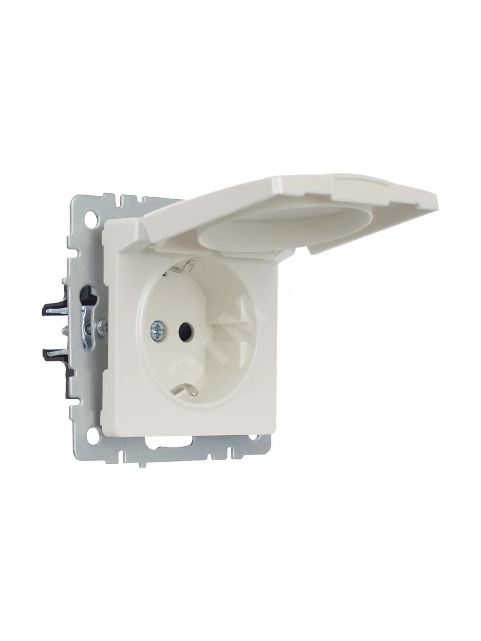 Розетка BRITE РСбш10-3-БрЖ 16А IP20 с заземл. защ. шторки с крышкой жемчуж. BR-R16-16-K36