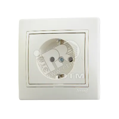 Розетка 1-м СП Mira 16А IP20 с заземл. со вставкой керамика крем. 701-0303-122