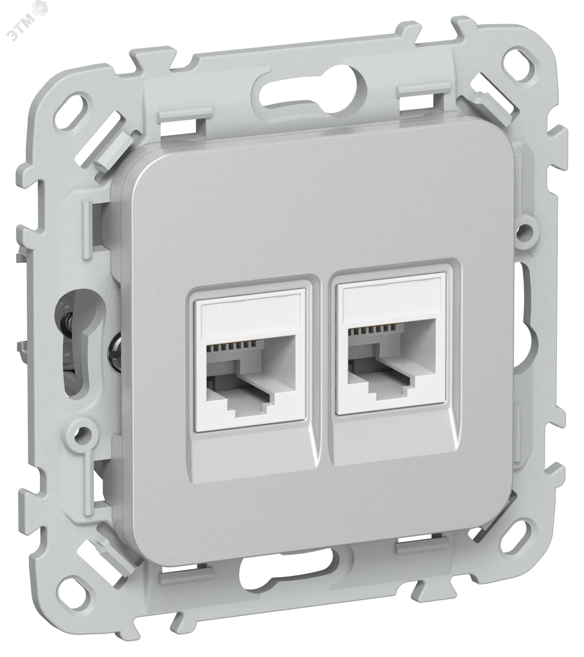 FLITE Розетка 2-местная компьютерная RJ45 категория 5Е UTP РК5е-2-0-ФлА алюминий IEK FI-K22-1-K47