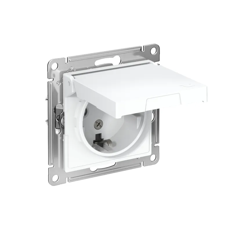 Розетка AtlasDesign 16А IP20 с заземл. защ. шторки с крышкой механизм лотос SE ATN001346