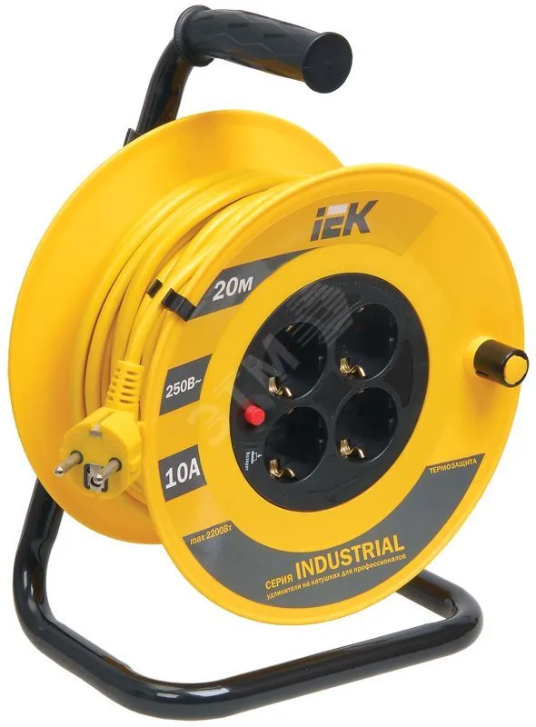 Удлинитель на катушке 4х20м с заземл. 10А IP20 Industrial УК20 3х1 термозащита WKP14-10-04-20