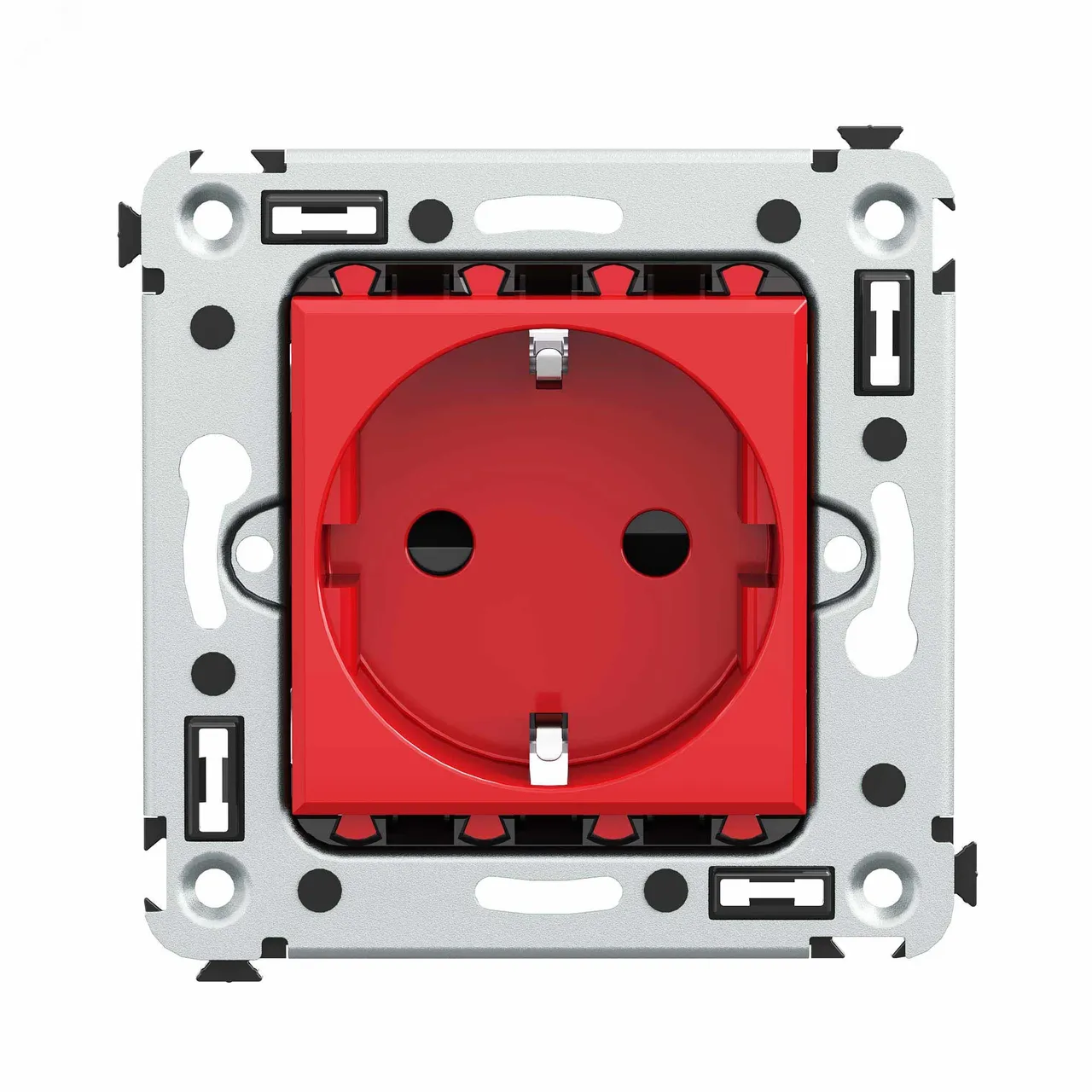 Розетка 1-м СП 2мод. Avanti "Красный квадрат" 16А IP20 2P+E защ. шторки красн. 4401003