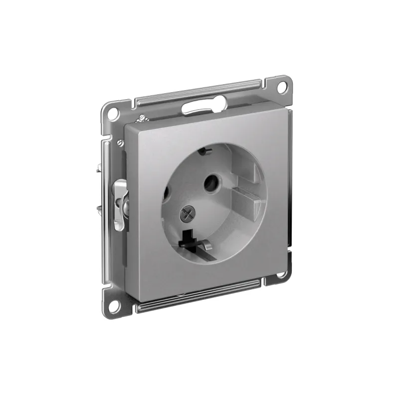 Розетка 1-м СП AtlasDesign 16А IP20 с заземл. механизм алюм. SE ATN000343