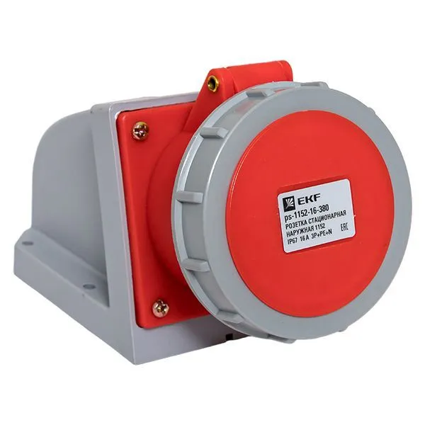 Розетка стационарная наружная 1152 3Р+РЕ+N 16А 380В IP67 PROxima ps-1152-16-380