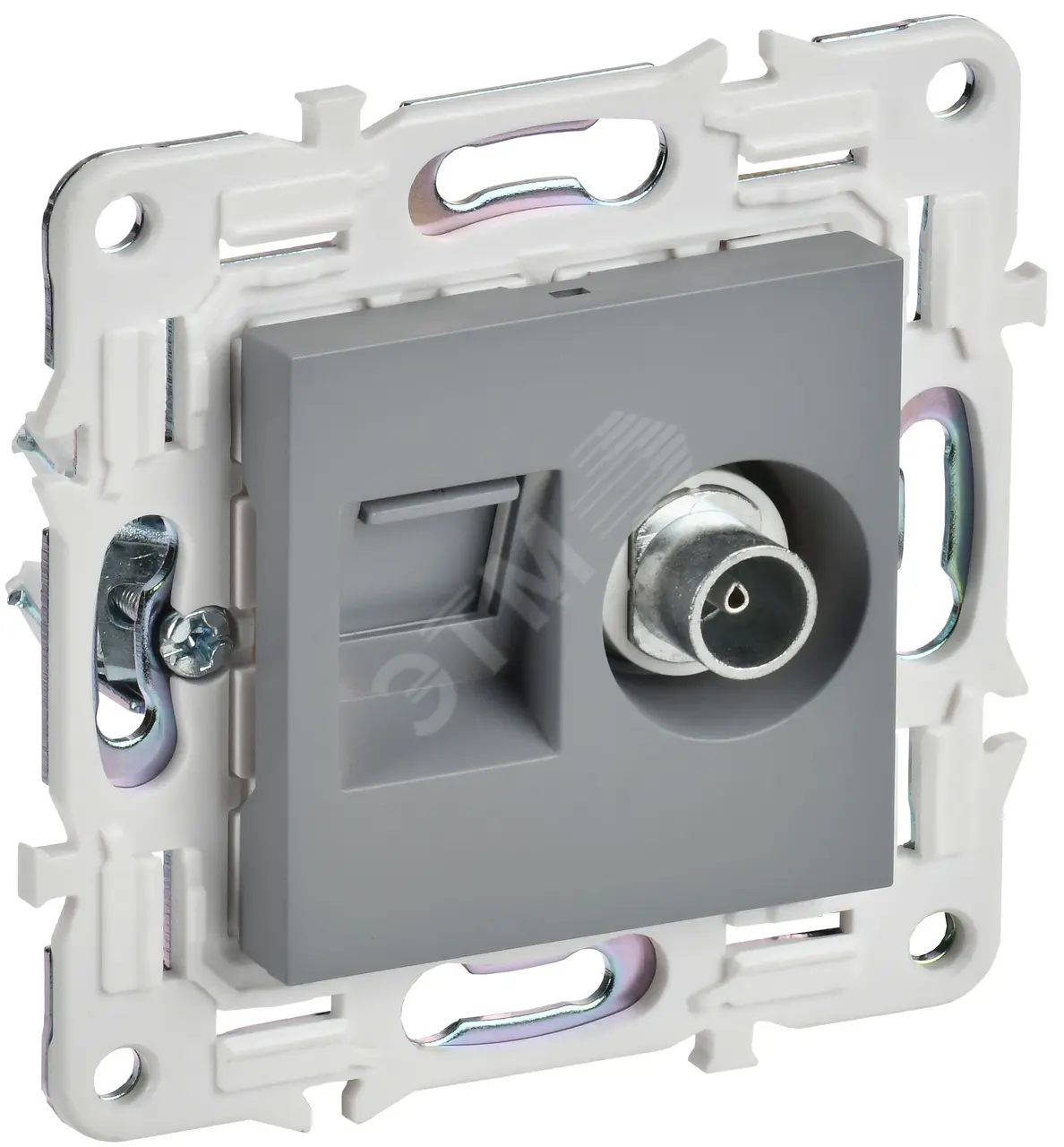 SKANDY Розетка двойная TV+RJ45 кат.5E SK-A14Gr серый IEK SK-AK20-1-K03