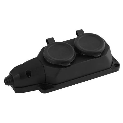 Колодка удлинителя 2-м с заземл. 16А IP44 K-2e-B-IP44 каучук черн. Б0044544