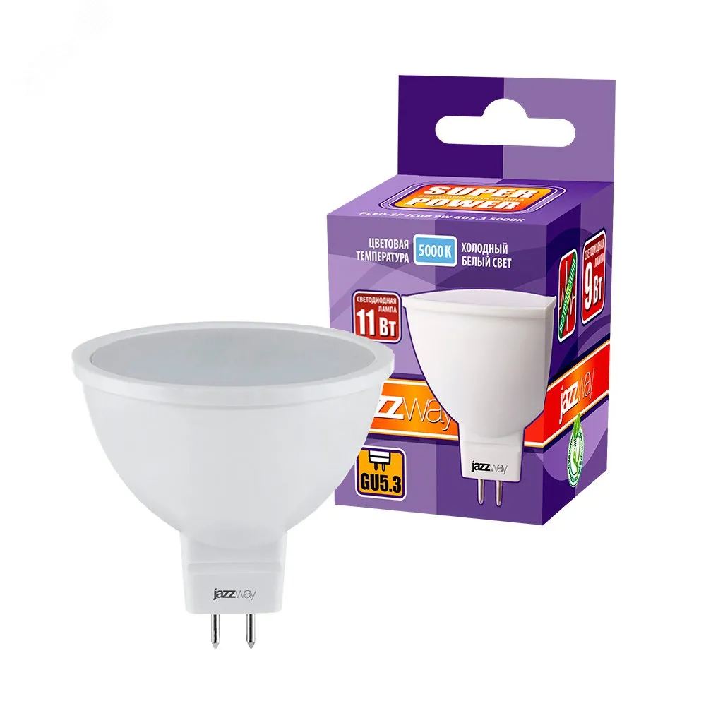 Лампа светодиодная LED 11Вт MR16 GU5.3 холодный--JazzWay 5049758