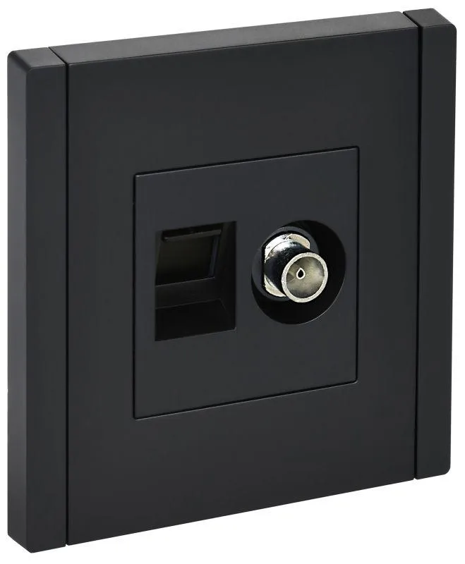 FORTE&PIANO Розетка двойная TV+RJ45 кат.6 FP137 черный IEK FP-AK20-2-K02