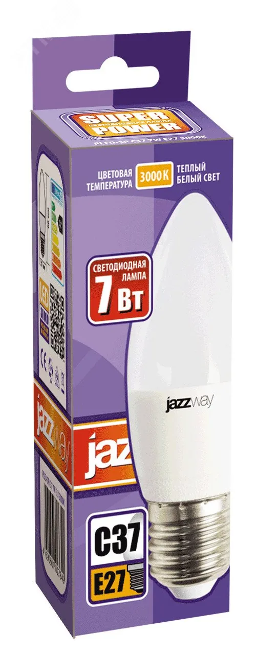 Лампа светодиодная PLED-SP 7Вт C37 свеча 3000К тепл. бел. E27 530лм 230В 1027825-2