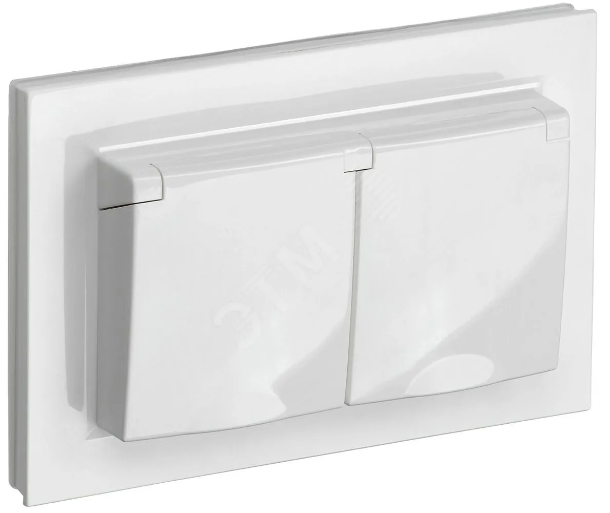 Розетка 2-м СП BRITE РСбш12-3-44-БрБ 16А в сборе IP44 с крышкой бел. BR-R26-16-44-K01-F