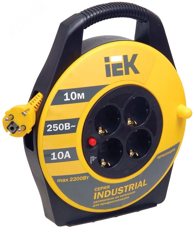 Катушка УК10 4 места 2P+PE/10м 3х1,5мм2 "Industrial" WKP15-16-04-10