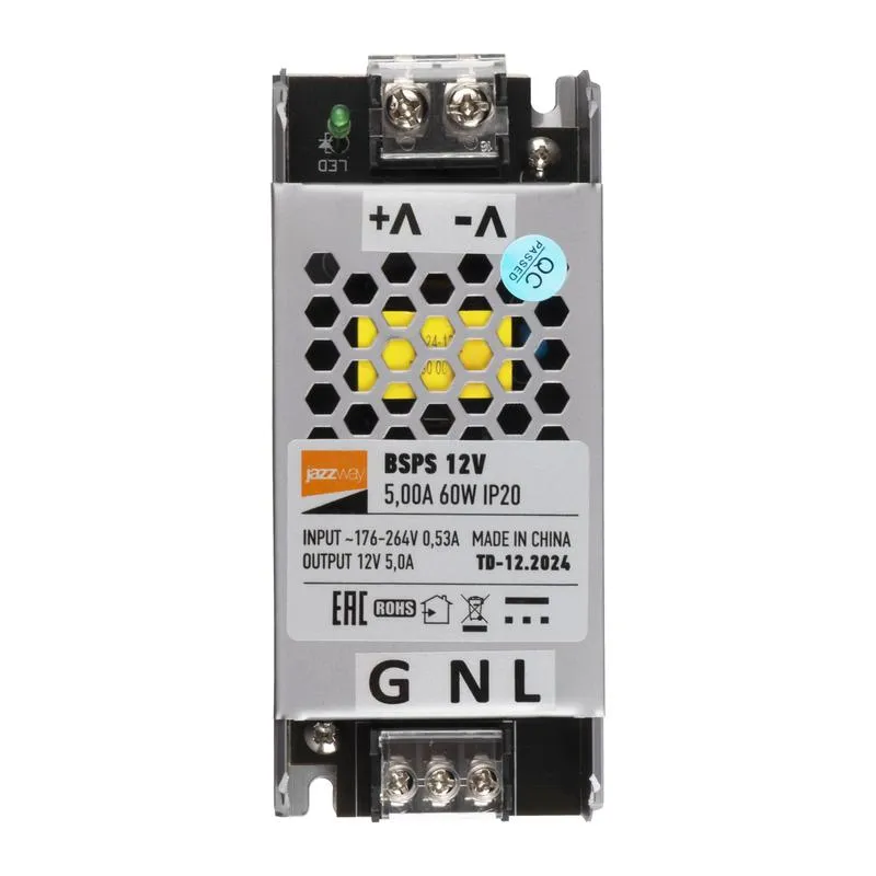 Блок питания для светодиодной ленты 60Вт 5А 12В IP20 BSPS метал. 5024328