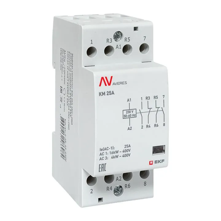 Контактор модульный КМ 25А 2NC+2NO 230VAC (2 мод.) AVERES EKF