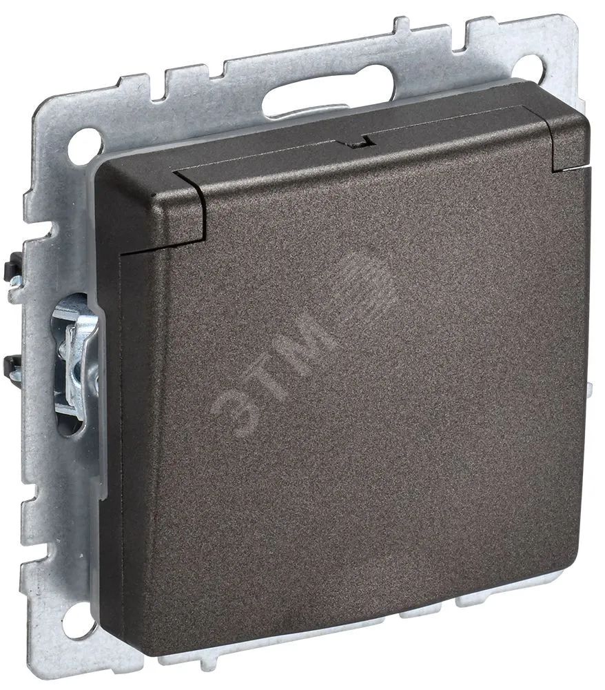Розетка BRITE РСбш10-3-БрТБ 16А IP20 с заземл. защ. шторки с крышкой бронза BR-R16-16-K45