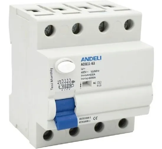 УЗО  ADB1L-63 4P 25A 30MA ТИП AC 6KA  (A