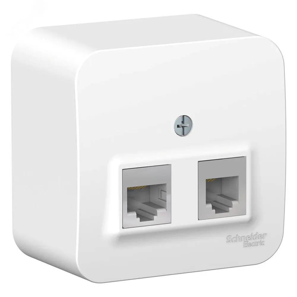 Розетка BLANCA наружная двойная компьютерная RJ45+телефонная RJ11, кат.5e, с изолирующей пластиной, белый BLNIA045111