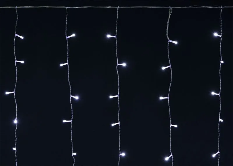 Гирлянда "Занавес" 2х2м 240LED бел. IP44 провод прозр. 230В транзит LGDU201-2-240-L2-T-S-44