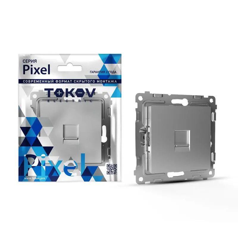 Розетка телефонная 1-м СП Pixel RJ11 механизм алюм. TKE-PX-RT1-C03