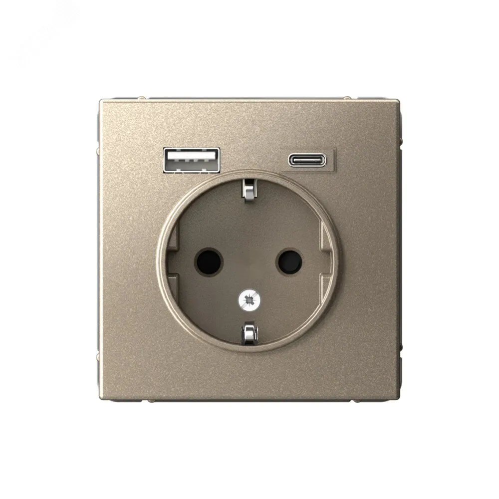 ARTGALLERY розетка 16А с 2 USB A+C, 5В/2,4А/3,0А, 2х5В/1,5А, механизм, шампань GAL000532