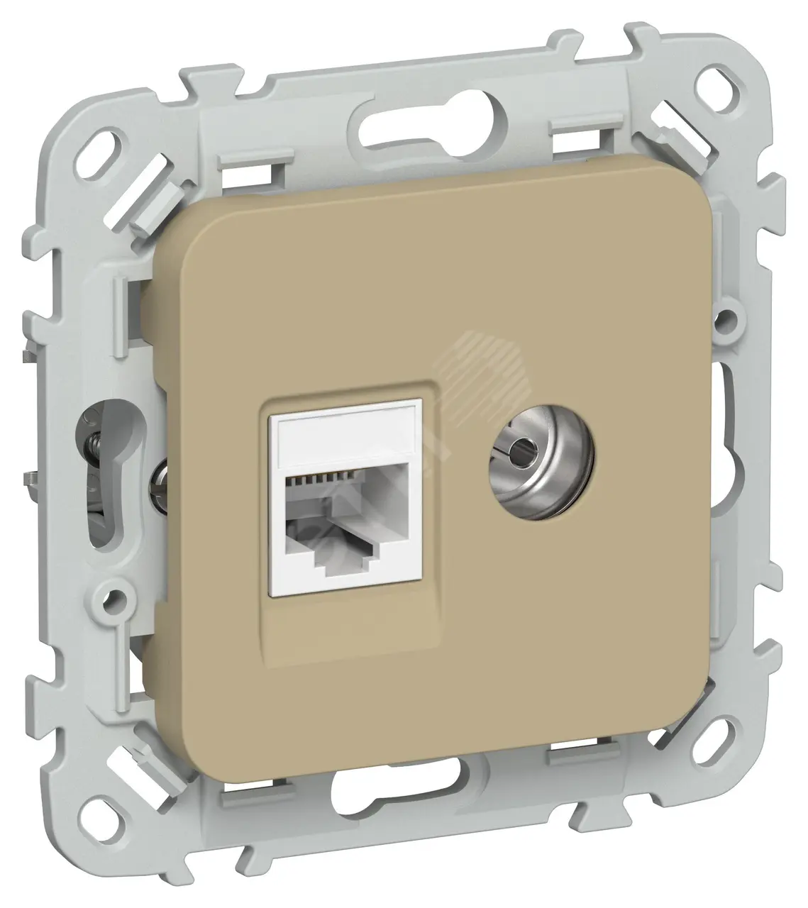 FLITE Розетка 2-местная RJ45/TV категория 5Е UTP РКТВ5е-2-0-ФлХ хаки IEK FI-AK22-1-K59