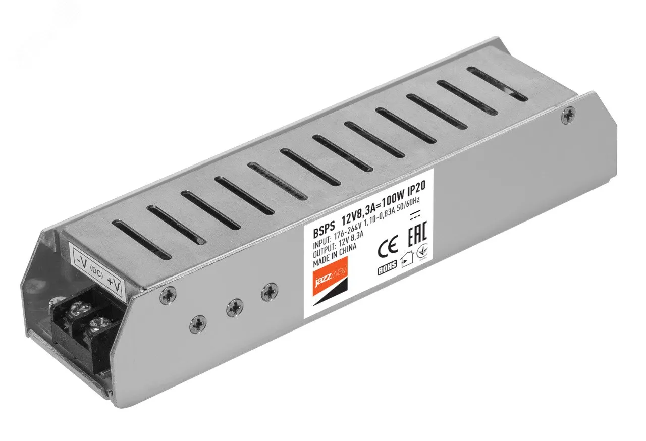 Блок питания для светодиодной ленты 100Вт 8.3А 12В IP20 BSPS метал. 5024342