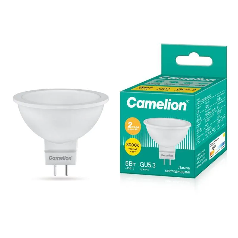 Лампа светодиодная LED5-S108/830/GU5.3 5Вт рефлектор матовая 3000К тепл. бел. GU5.3 405лм 170-265В 12041