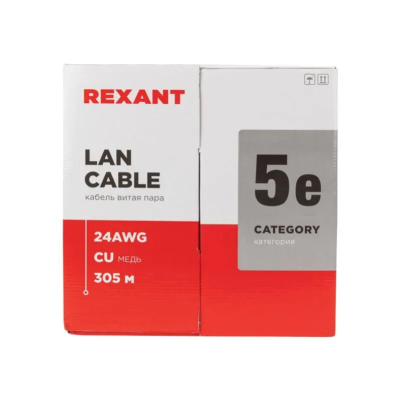 Кабель витая пара U/UTP кат.5E 4х2х24AWG solid CU ZH нг(А)-HF OUTDOOR черн. (305м) 01-0065