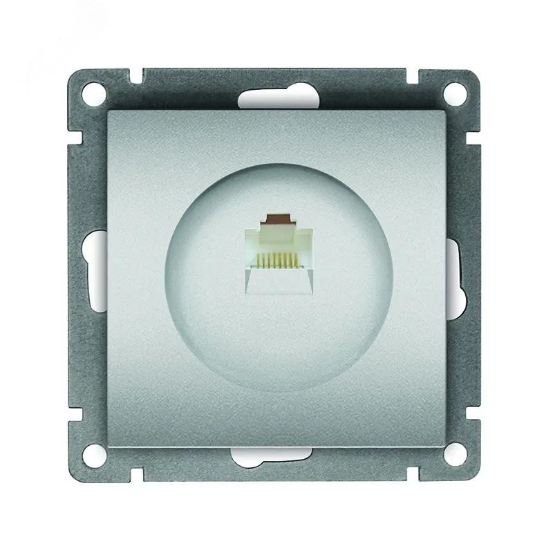 Розетка компьютерная одноместная UNIVersal серия Афина, с/у, 1А, RJ45, серебро (еврослот), механизм A0051-S
