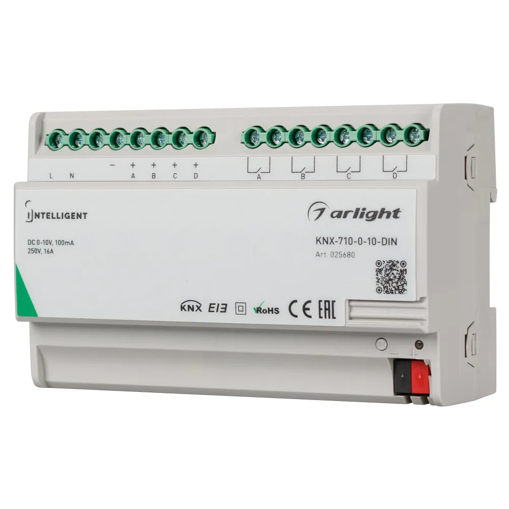 INTELLIGENT ARLIGHT Конвертер KNX-710-0-10-DIN (230V, 4x0/1-10, 4x16A) 025680