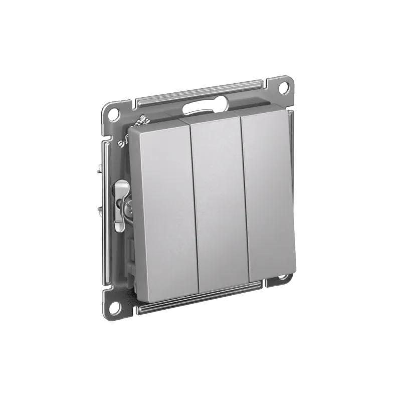 Выключатель 3-кл. СП AtlasDesign 10А IP20 (сх. 1+1+1) 10AX механизм алюм. SE ATN000331